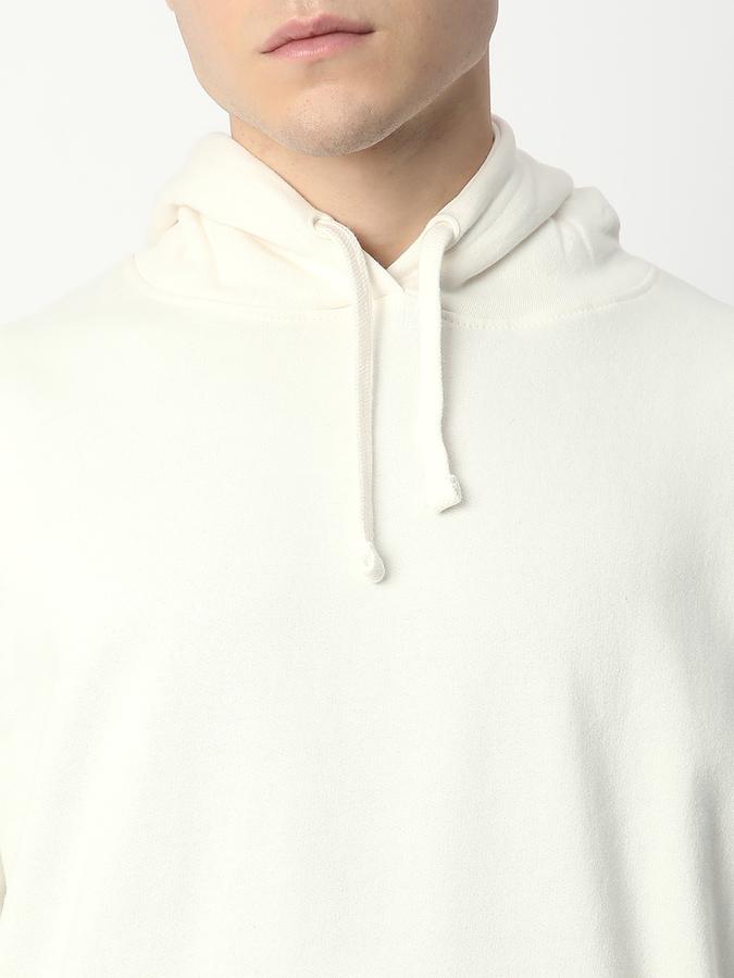 Men Fleece Regular Fit Hooded Solid Sweatshirt