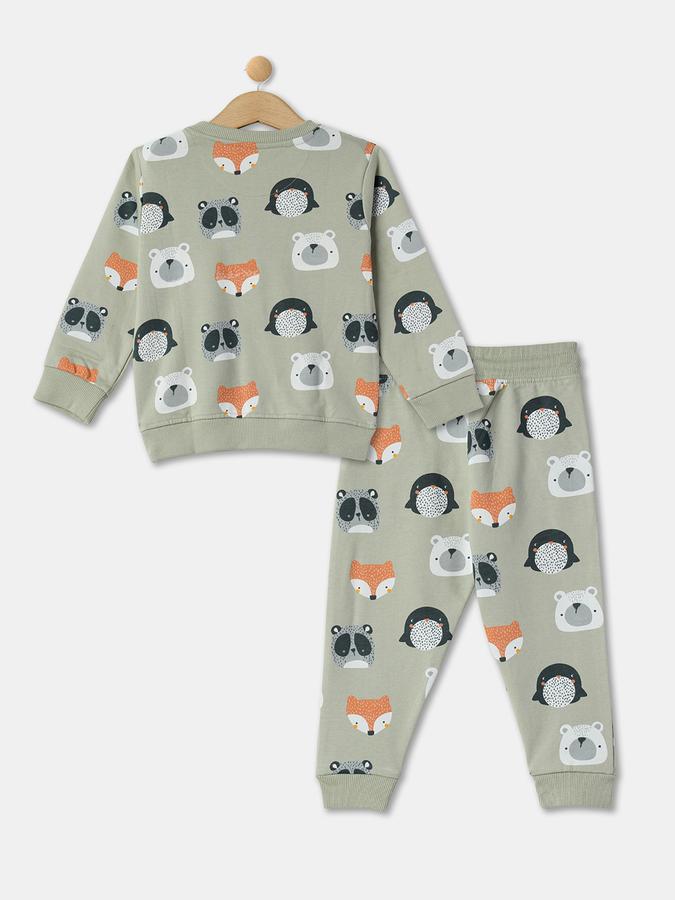 Boys Printed Round-Neck T-Shirt & Pants Set image number 1