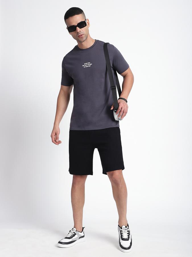 Men Cotton Regular Fit Drawstring Textured Shorts
