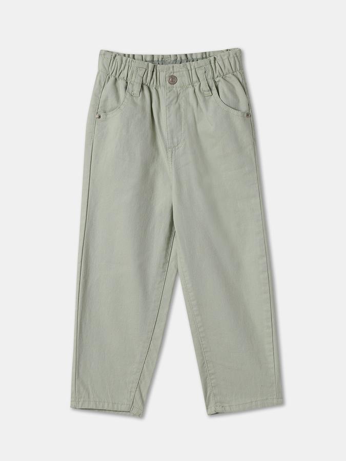 Boys Regular Fit Solid Elasticated Waist Trouser
