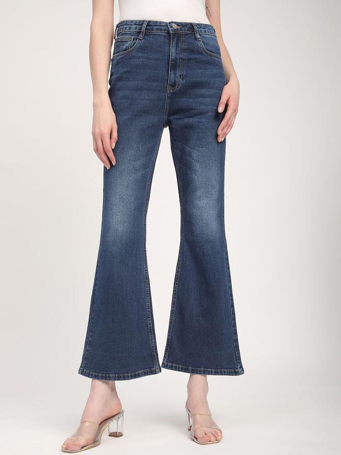 R&B Women Dark Blue Bootcut Fit Mid-Rise Jeans