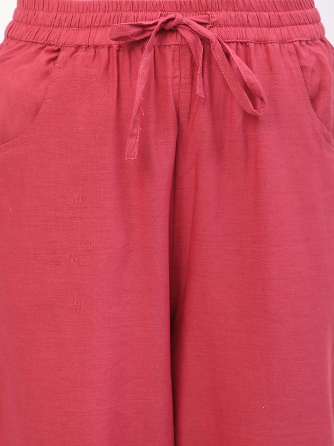 Women Cotton Harem Drawstring Solid Trousers