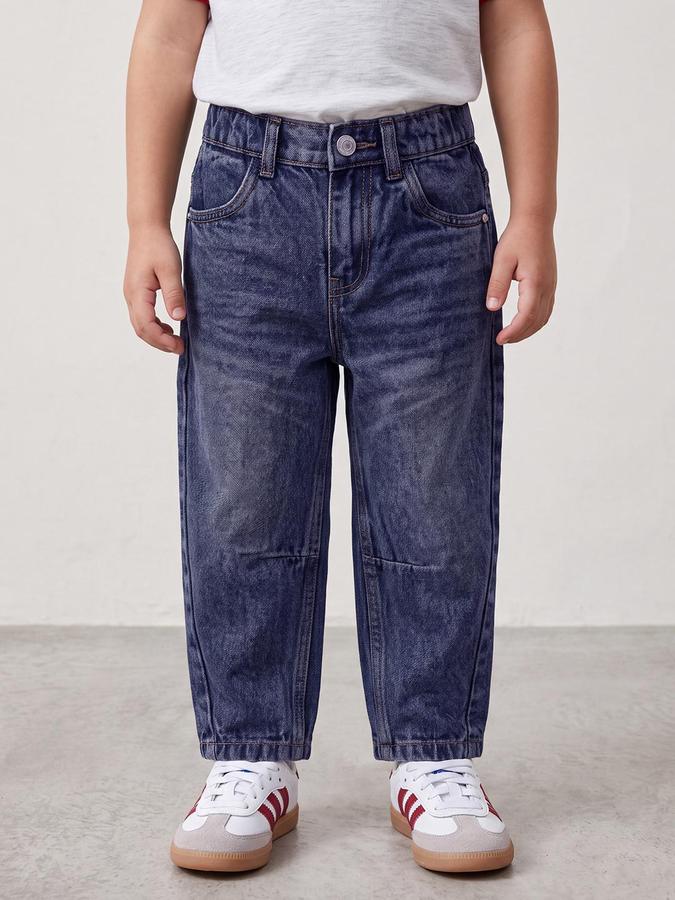 R&B Boys Dark Blue Straight Fit Mid-Rise Denim Jeans