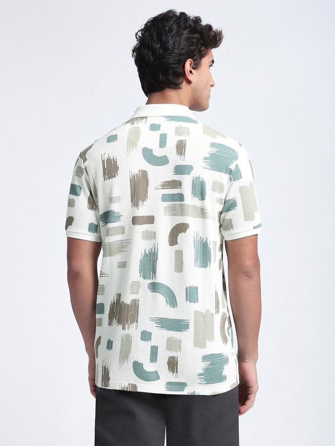 Men Cotton Regular Fit Polo Neck Graphic T-shirt