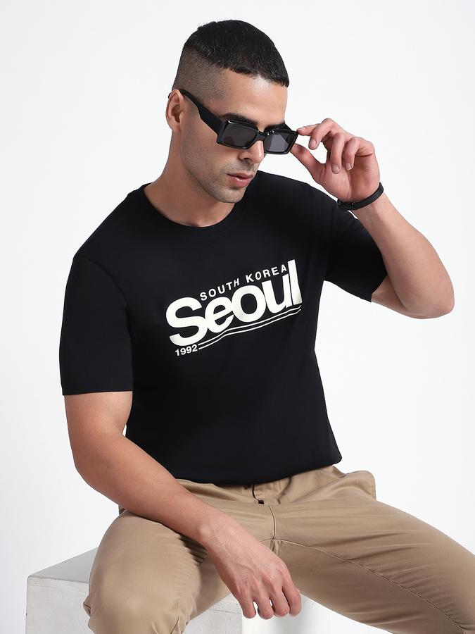 R&B Men's Black Printed T-Shirt