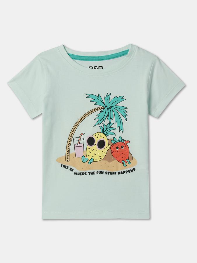 Girls Graphic Print Regular Fit Round-Neck T-Shirt image number 0