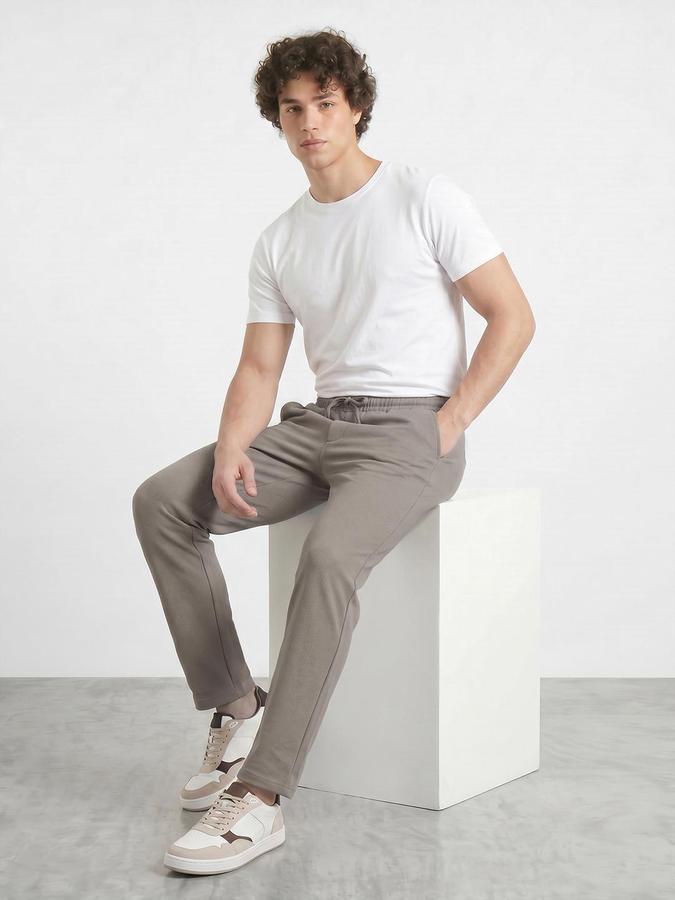 R&B Men's Beige Regular Fit Trousers
