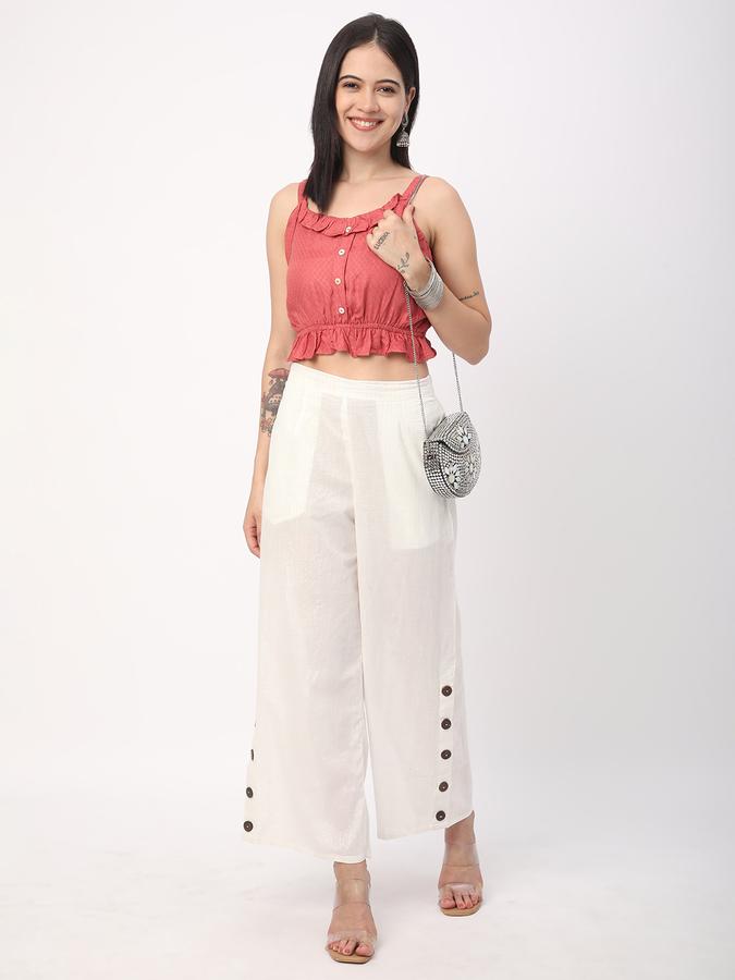 Women Rayon Regular Fit Ruffled Neck Ruffled Ethnic Top