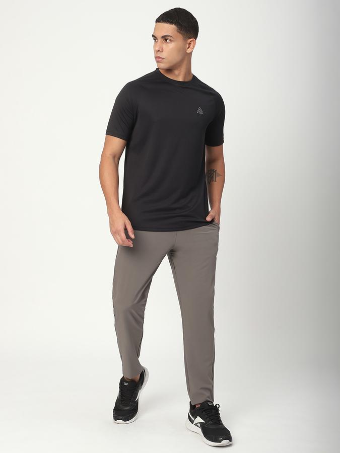 Men Polyester Tapered Fit Drawstring Waist Open Hem Trackpants