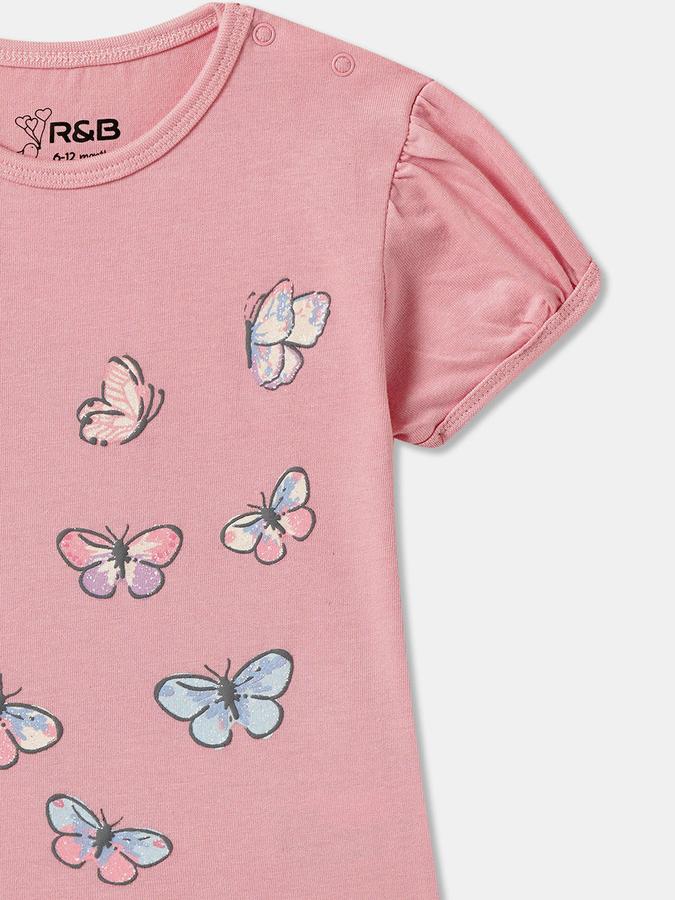 Baby Girls Graphic Print Pure Cotton Regular T Shirt image number 2