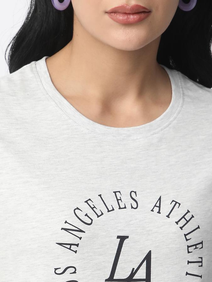 Women Cotton Slim Fit Crew Neck Graphic T-shirt