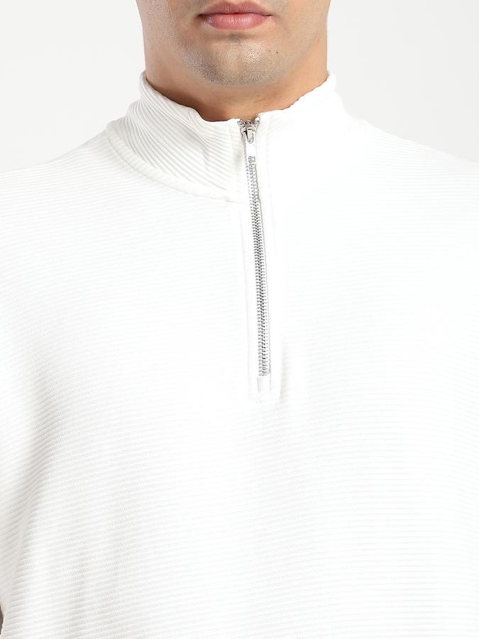 Men Cotton Blend Regular Fit Quarter Zip Solid Sweatshirt