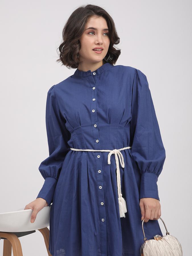 Women Cotton Solid Shirt Ethnic Dress