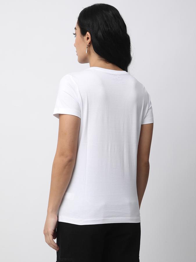 Women Cotton Slim Fit Crew Neck Graphic T-shirt