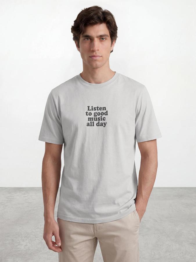 R&B Silver Men Printed Short Sleeves Tshirt