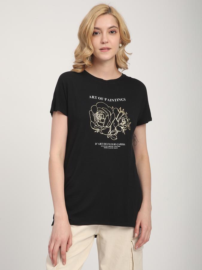 R&B Women Black Graphic T-Shirt