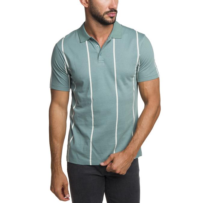 R&B Polo Collar Striped Green Polo T-Shirt image number 3