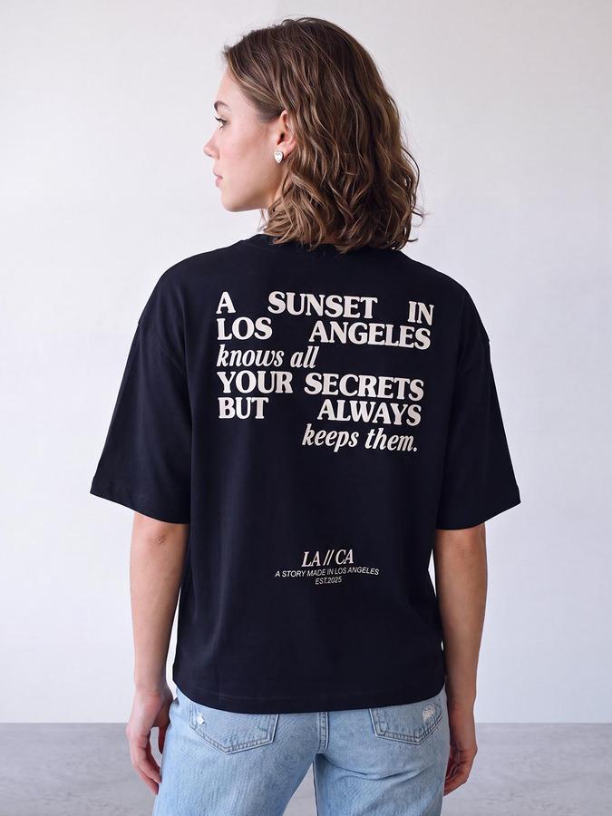 R&B Women Dark Blue Typography Pure Cotton Round Neck Short Sleeves T-Shirt