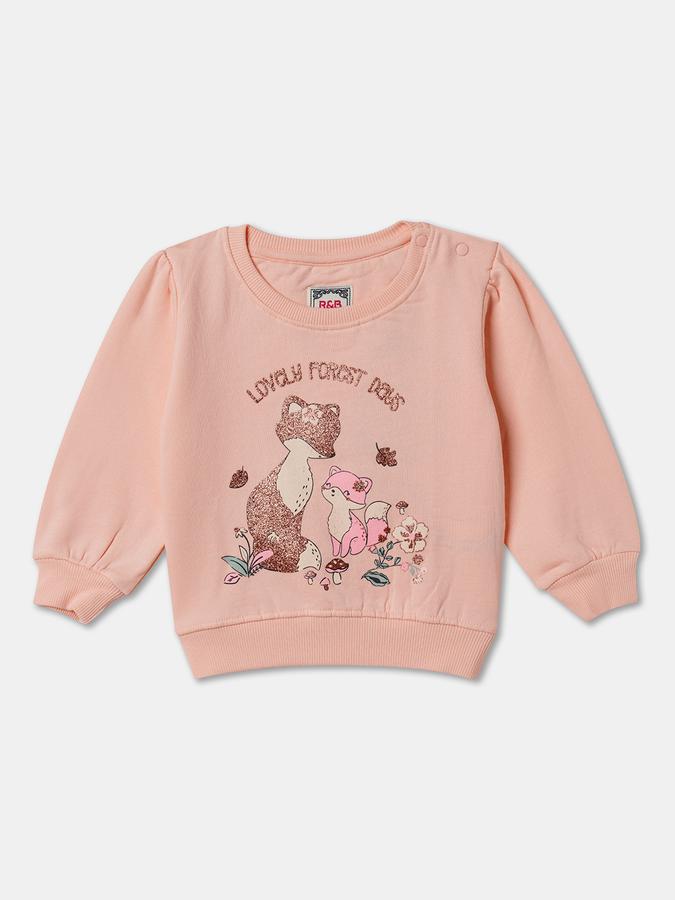 Girls Graphic Regular Fit Full Sleeves Crew Neck SweaT-Shirt