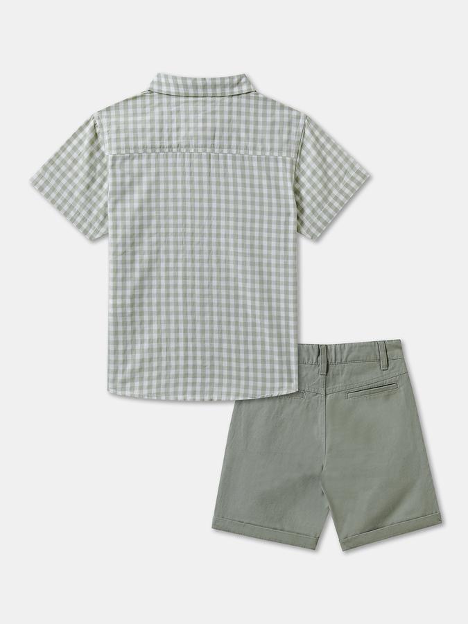 Boys Checkered Shirt with Shorts Fashion Set