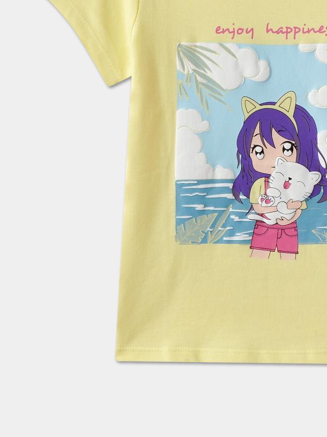 Girls Graphic Print Pure Cotton Regular T Shirt image number 3