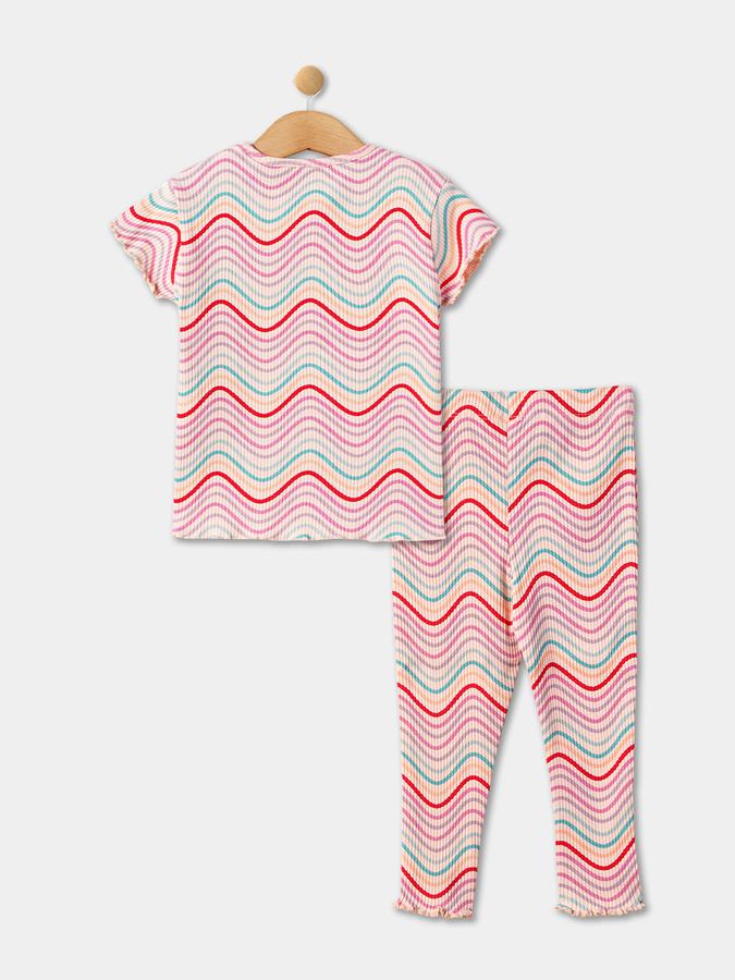 R&B Girl's All Over Printed Short Sleeves Top & Bottom Sets image number 1