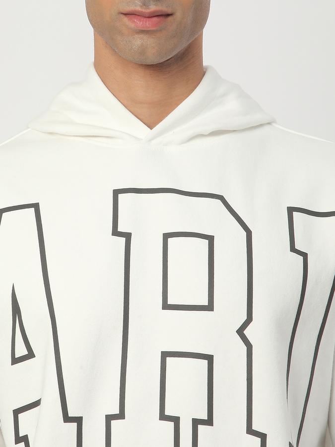 Men Cotton Blend Regular Fit Hooded Graphic Sweatshirt