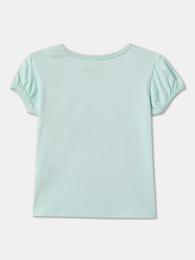 Girls Cotton Regular Fit Crew Neck Graphic T-shirt
