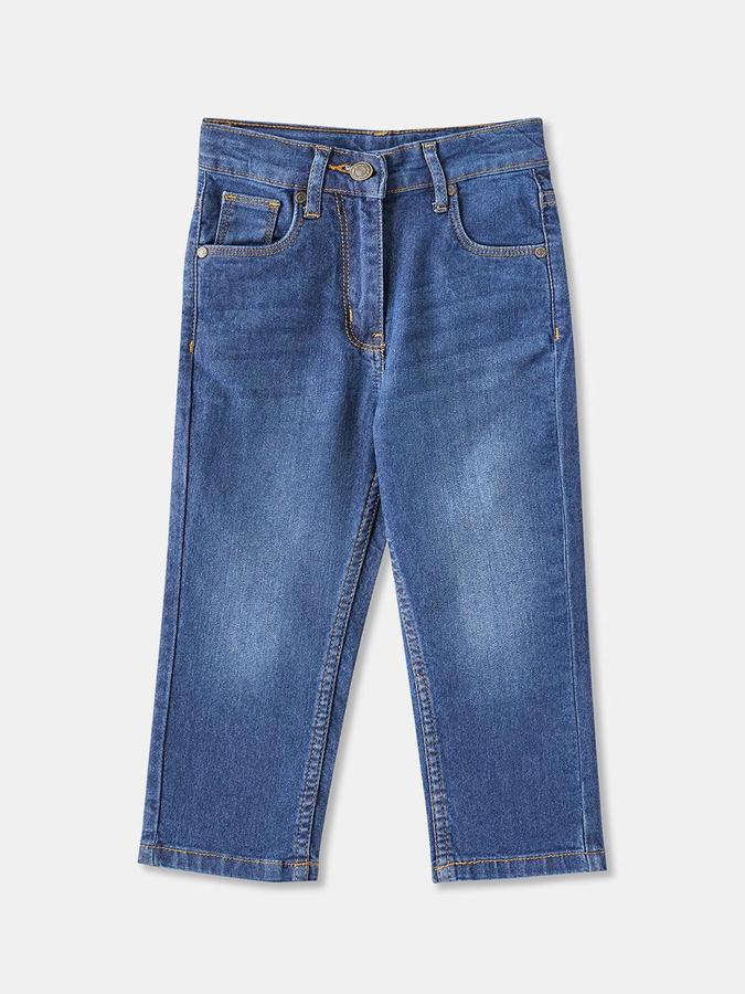 R&B Girls Dark Blue Regular Fit Mid-Rise Jeans