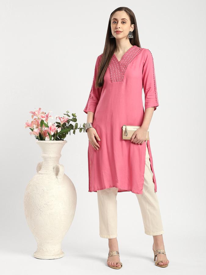 R&B Women's Coral Embellished Kurta