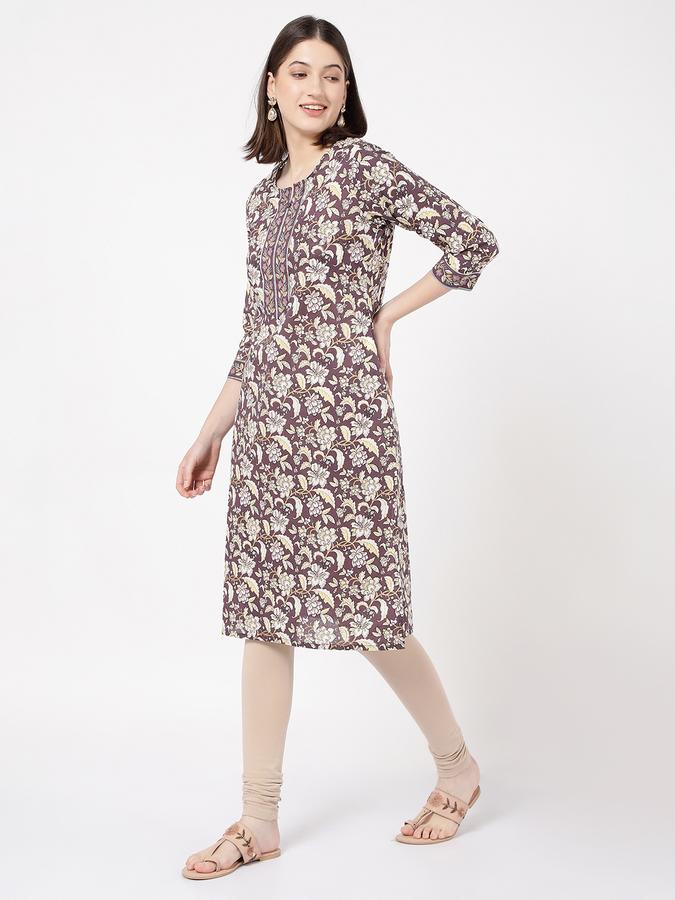 Women Floral Print Straight Kurta image number 1