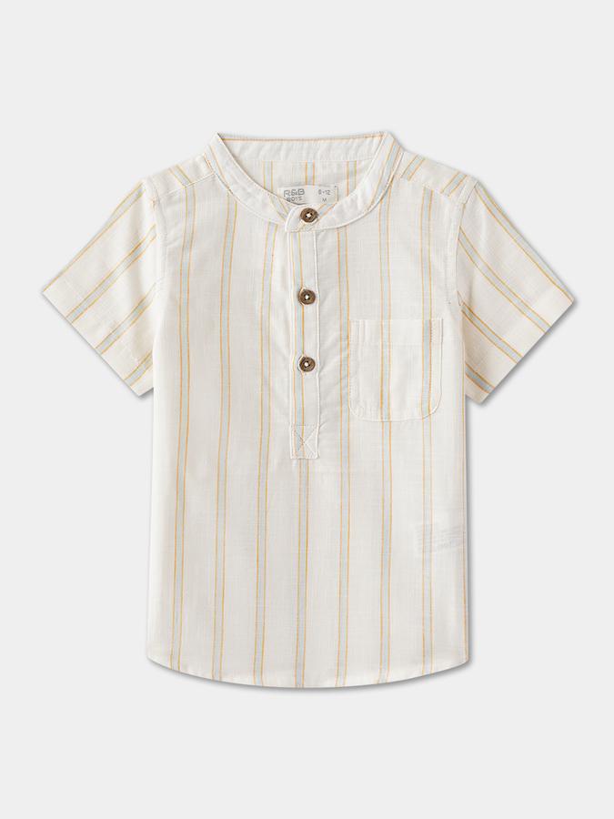 Boys Relaxed Fit Short Sleeve Mandarin Collar Shirt