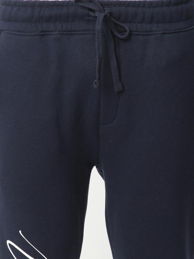 Men Fleece Regular Fit Drawstring Waist Cuffed Hem Trackpants