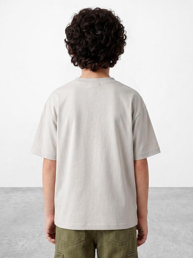 R&B Boys Grey Short sleeve Round Neck Vacay Edit City Graphics Bold Graphic Pure Cotton T-Shirt
