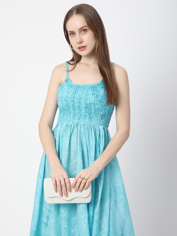 Women Poly Muslin Smocked Empire Waist Ethnic Dress