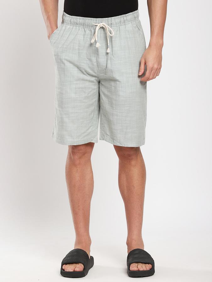 Men Cotton Relaxed Fit Solid Drawstring Sleep Shorts