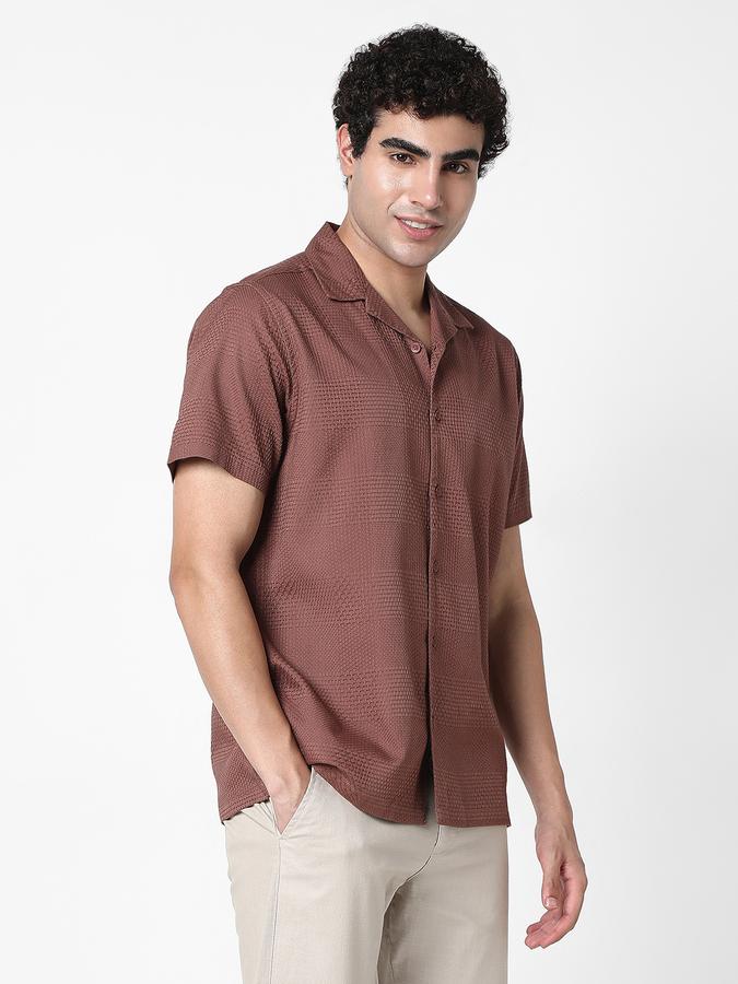 Men Cotton Relaxed Fit Camp Collar Solid Shirt
