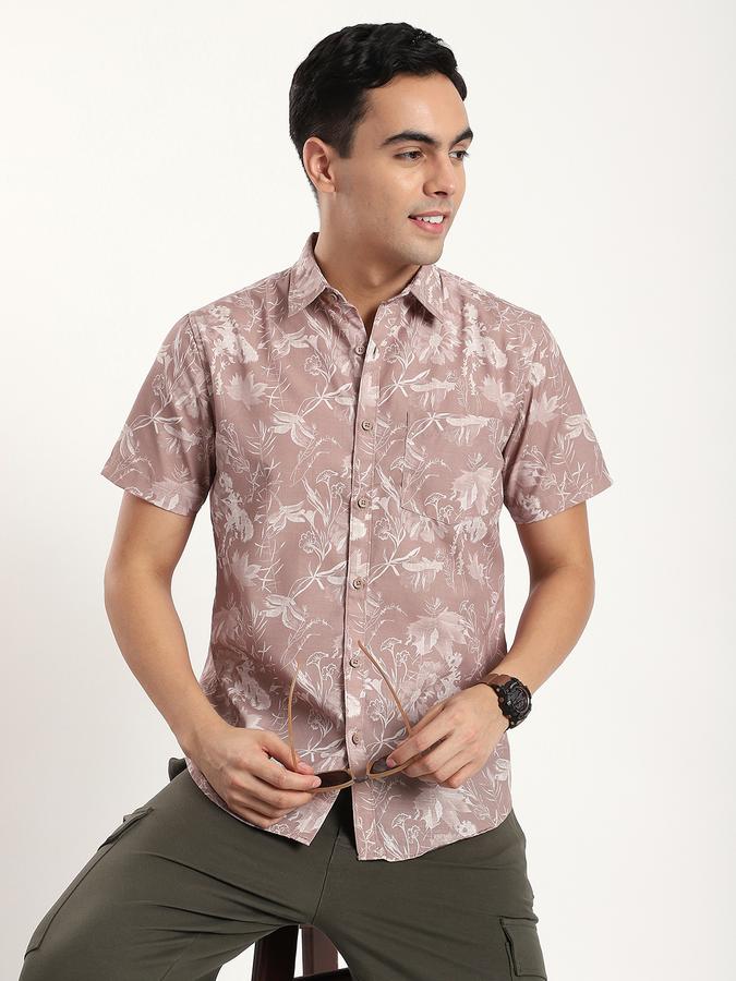 Men Polyester Slim Fit Shirt Collar Graphic Shirt