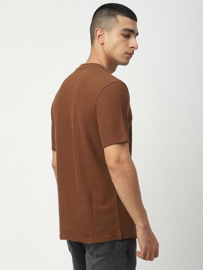 Men Cotton Regular Fit Crew Neck Textured T-shirt