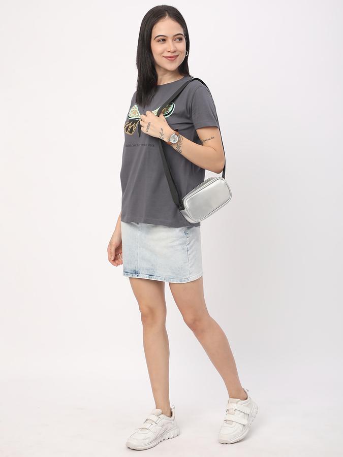 Women Cotton Regular Fit Crew Neck Graphic T-shirt