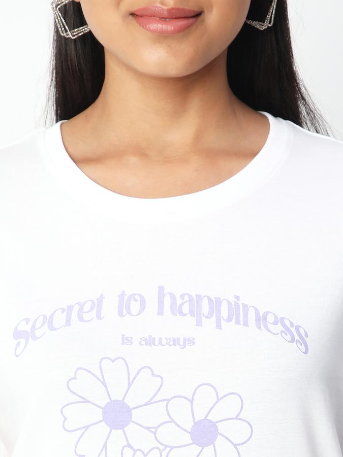 Women Cotton Regular Fit Round Neck Graphic T-shirt