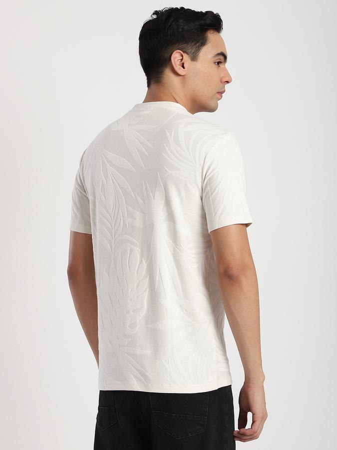 Men Cotton Regular Fit Crew Neck Tropical Print T-shirt
