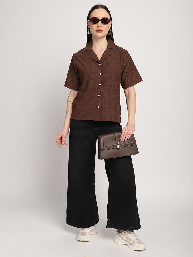 R&B Women Brown Textured Shirt