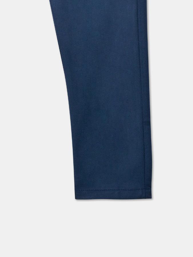 Girls Cotton Relaxed Fit Button Waist Solid Trousers