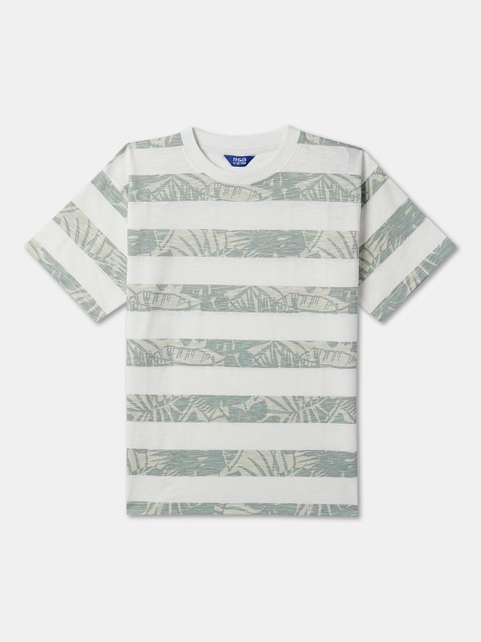 Boys Striped Relaxed Fit Crew-Neck T-Shirt image number 0