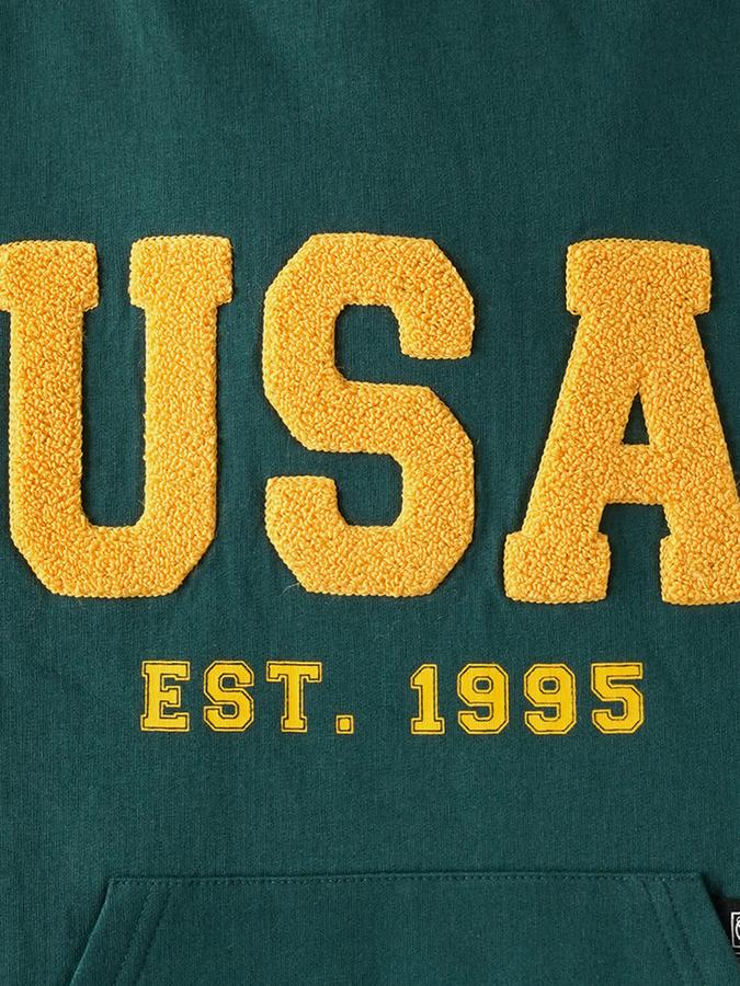 Boys Cotton Blend Relaxed Fit Hooded Applique Hoodie