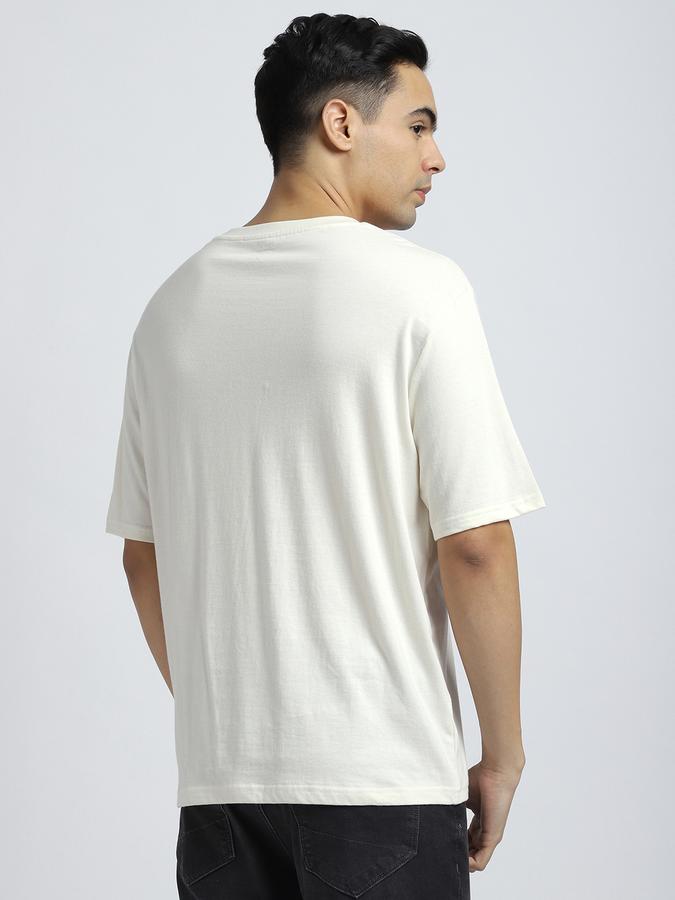 R&B Men's Cream Printed T-Shirt