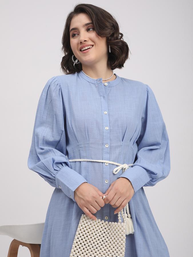 Women Cotton Solid Shirt Ethnic Dress