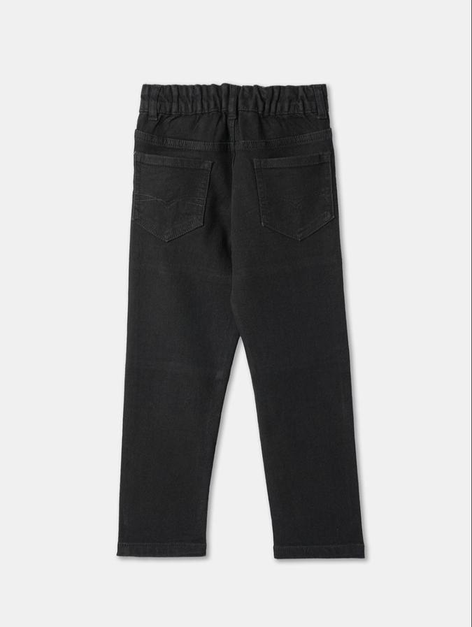 R&B Black Straight Fit Mid-Rise Boys Jeans