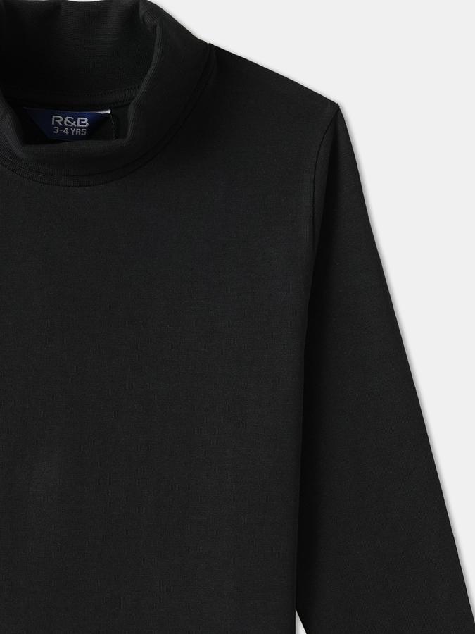 Boys Cotton Regular Fit Funnel Neck Solid T-shirt